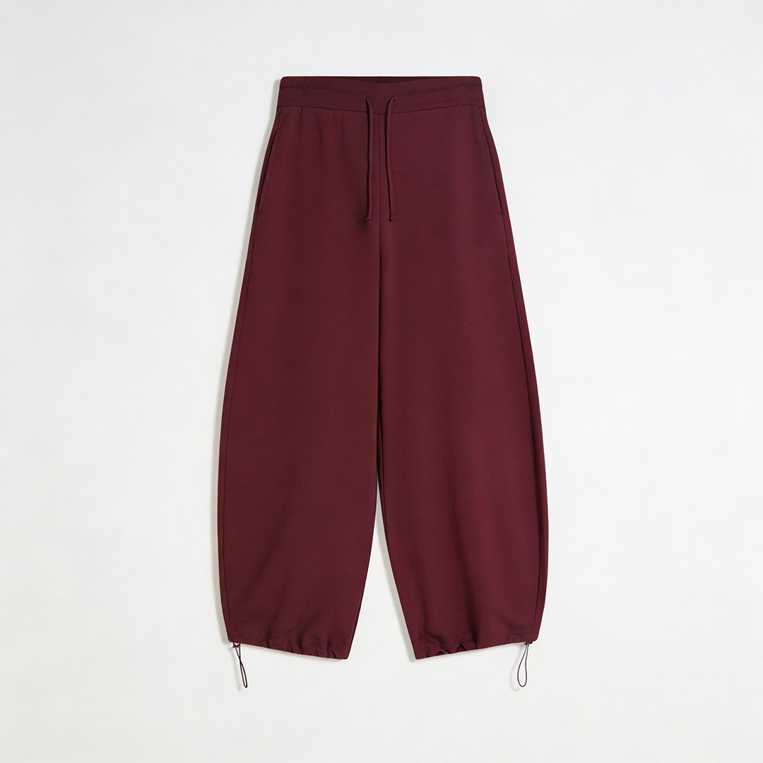 Vybe - Men Wide-leg Trouser With Adjustable Hem - Maroon