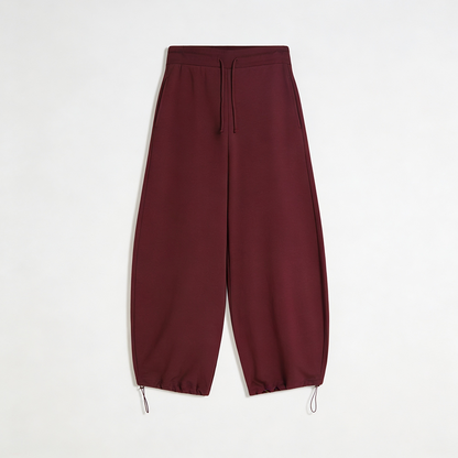 Vybe - Men Wide-leg Trouser With Adjustable Hem - Maroon