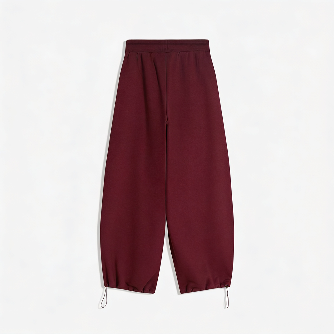 Vybe - Men Wide-leg Trouser With Adjustable Hem - Maroon