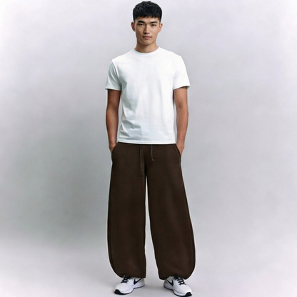 Vybe - Men Wide-leg Trouser With Adjustable Hem - Mocha