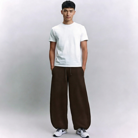 Vybe - Men Wide-leg Trouser With Adjustable Hem - Mocha