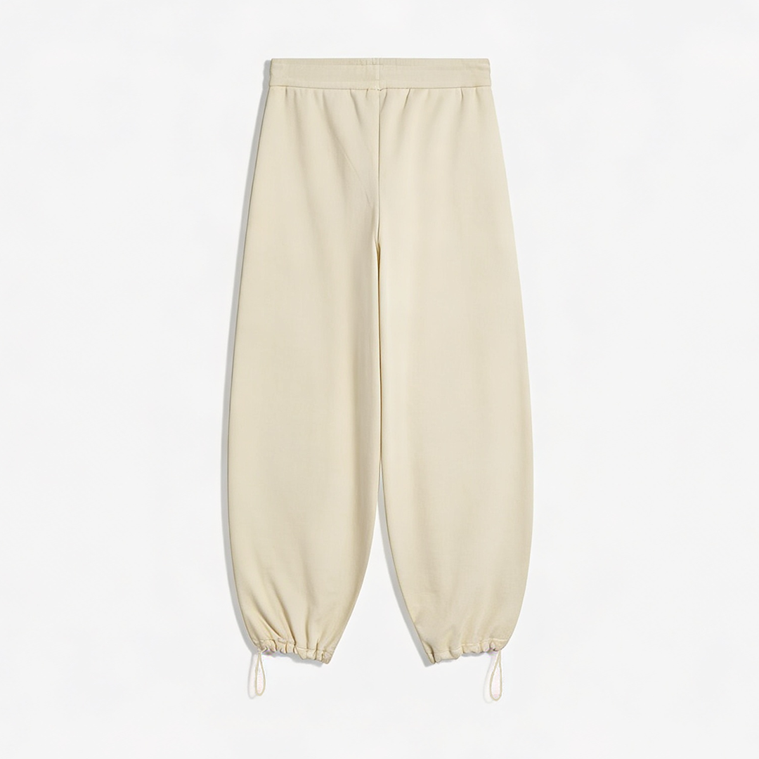 Vybe - Men Wide-leg Trouser With Adjustable Hem - Oat Milk