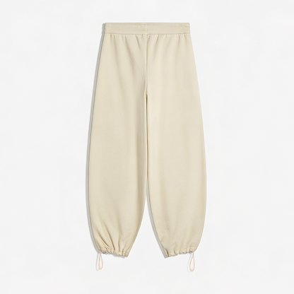 Vybe - Men Wide-leg Trouser With Adjustable Hem - Oat Milk