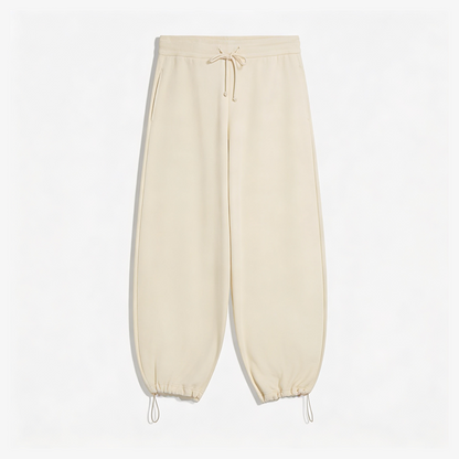 Vybe - Men Wide-leg Trouser With Adjustable Hem - Oat Milk