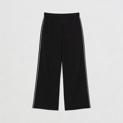 Vybe - Men Wide-leg Plush Trouser With Trim Detail - Black