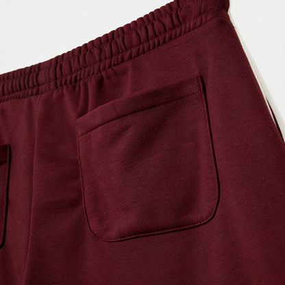 Vybe - Men Wide-leg Plush Trouser With Trim Detail - Maroon
