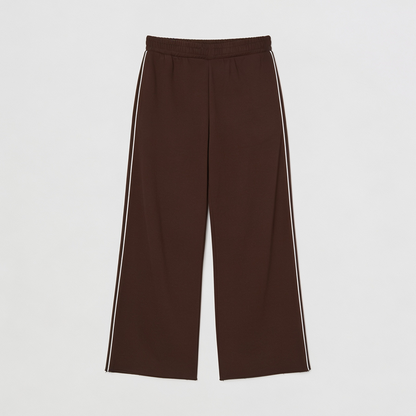 Vybe - Men Wide-leg Plush Trouser With Trim Detail - Mocha