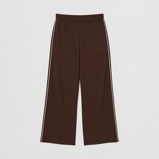Vybe - Men Wide-leg Plush Trouser With Trim Detail - Mocha