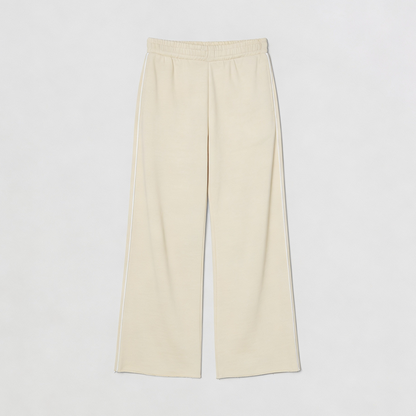 Vybe - Men Wide-leg Plush Trouser With Trim Detail - Oat Milk