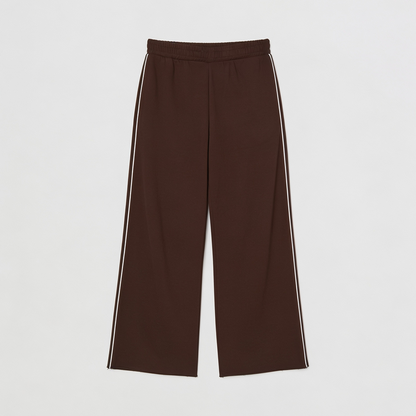 Vybe - Women Wide-leg Plush Trouser With Trim Detail - Mocha