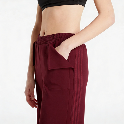 Vybe - Women Smart Pocket Wide-leg Trouser - Maroon