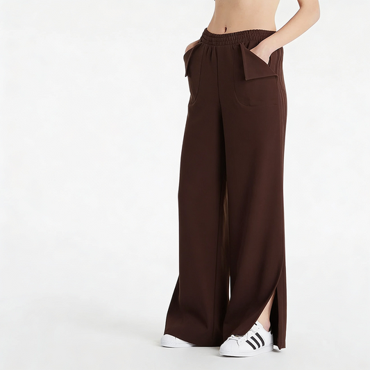 Vybe - Women Smart Pocket Wide-leg Trouser - Mocha