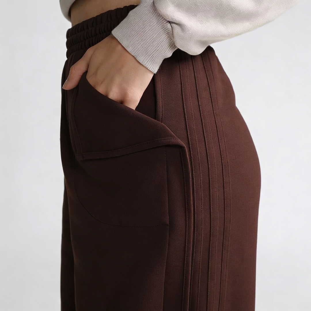 Vybe - Women Smart Pocket Wide-leg Trouser - Mocha