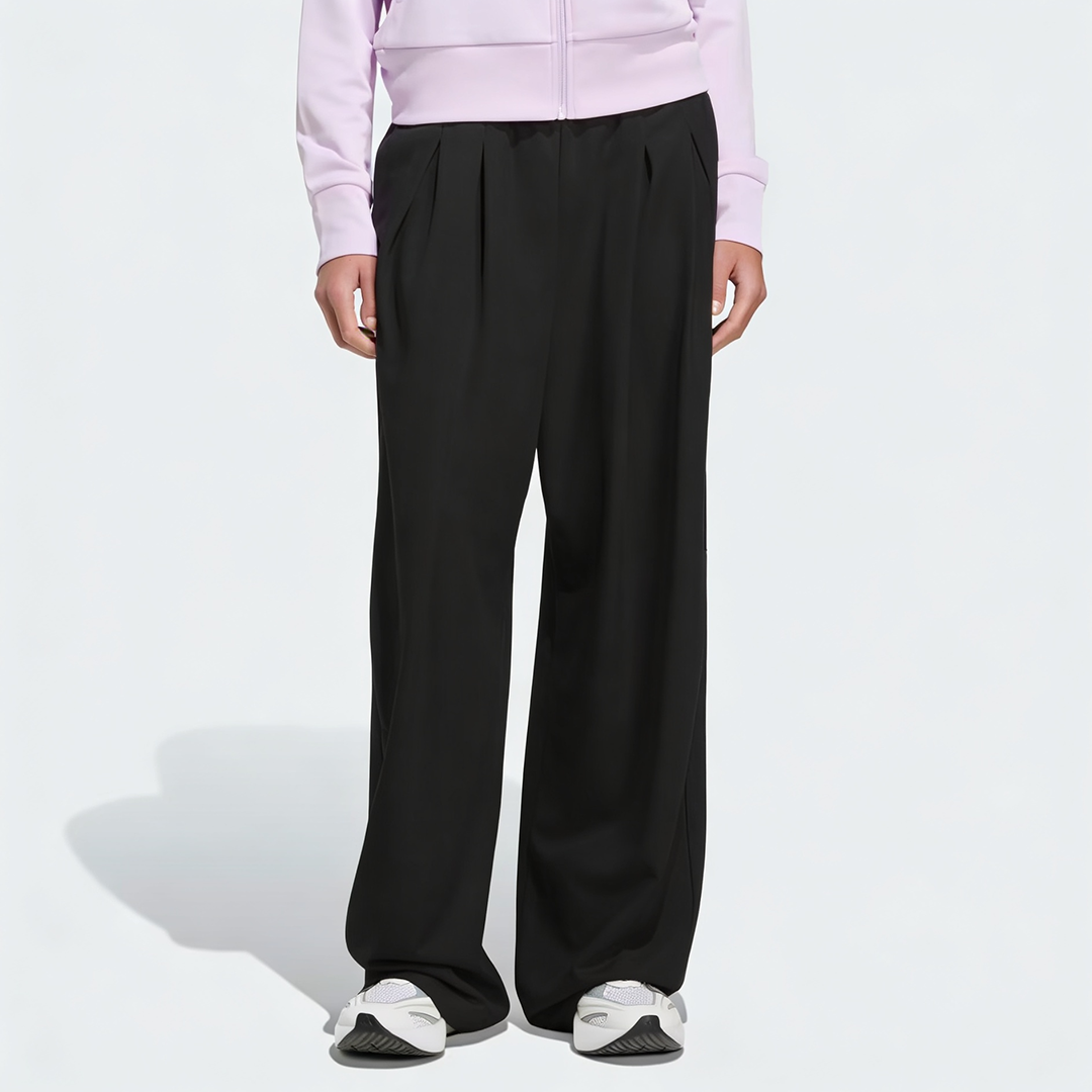 Vybe - Women Tiro 3-Stripes Wide-leg Pleated Pants - Black
