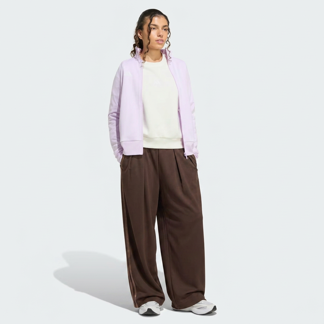 Vybe - Women Tiro 3-Stripes Wide-leg Pleated Pants - Mocha