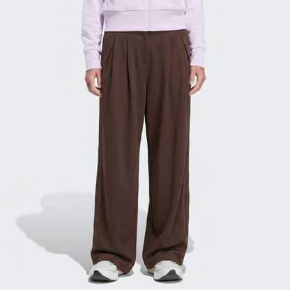 Vybe - Women Tiro 3-Stripes Wide-leg Pleated Pants - Mocha