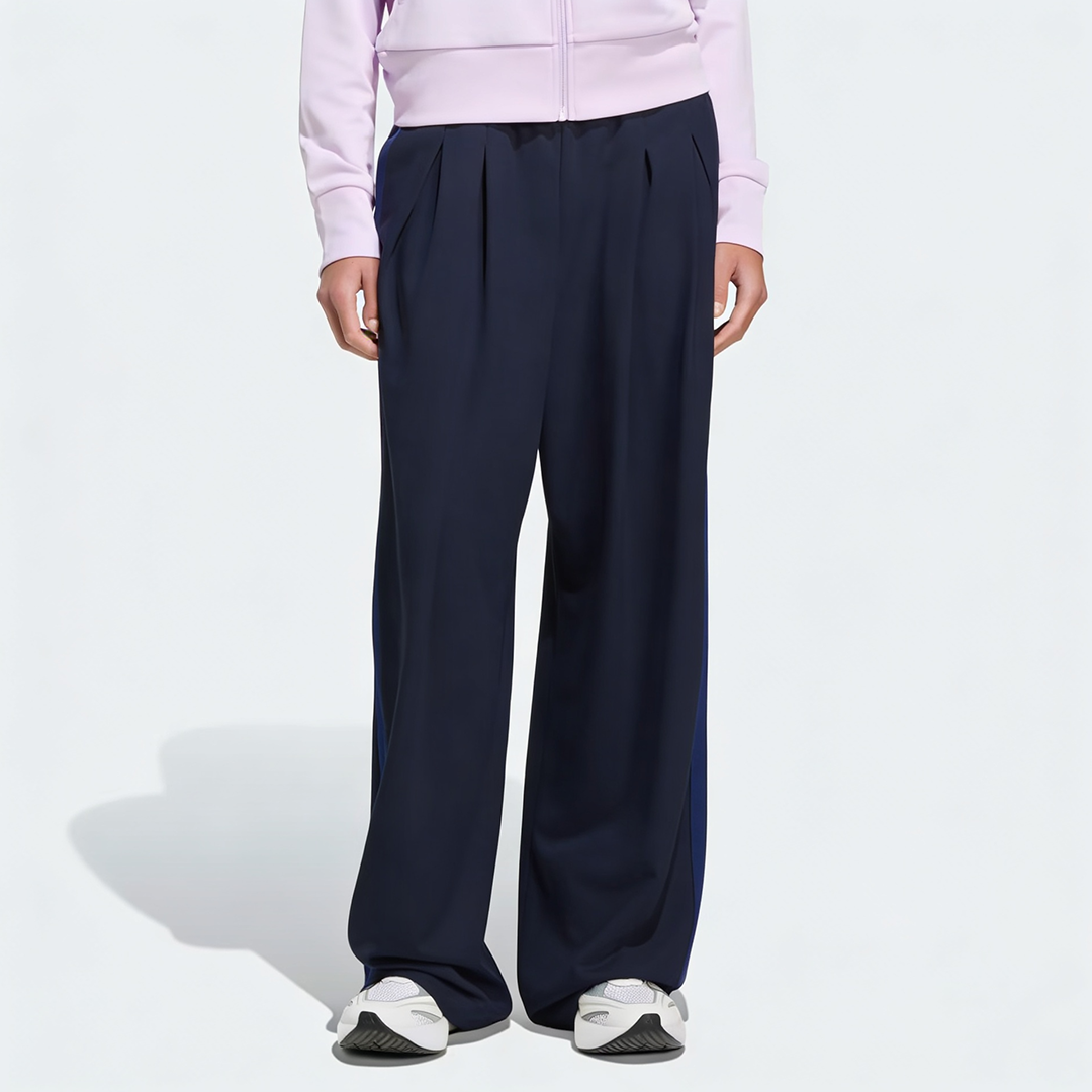 Vybe - Women Tiro 3-Stripes Wide-leg Pleated Pants - Navy Blue