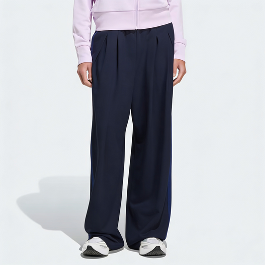 Vybe - Women Tiro 3-Stripes Wide-leg Pleated Pants - Navy Blue