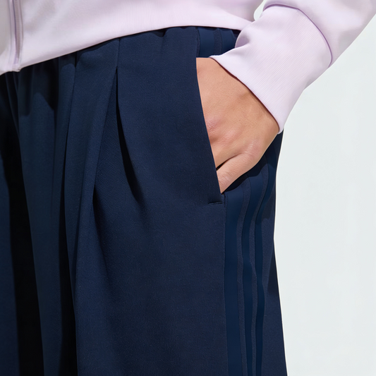 Vybe - Women Tiro 3-Stripes Wide-leg Pleated Pants - Navy Blue
