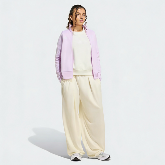 Vybe - Women Tiro 3-Stripes Wide-leg Pleated Pants - Oat Milk