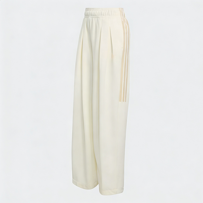 Vybe - Women Tiro 3-Stripes Wide-leg Pleated Pants - Oat Milk
