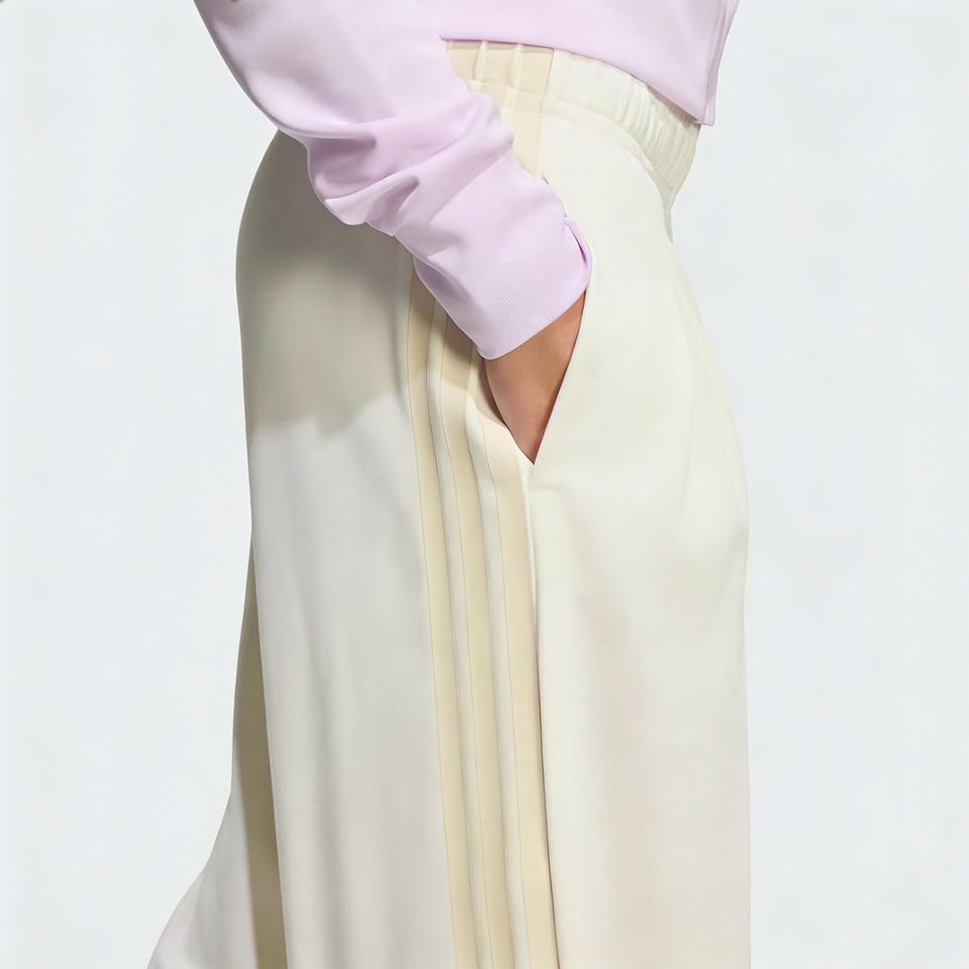 Vybe - Women Tiro 3-Stripes Wide-leg Pleated Pants - Oat Milk