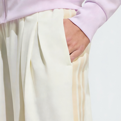 Vybe - Women Tiro 3-Stripes Wide-leg Pleated Pants - Oat Milk