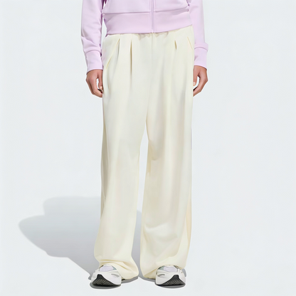 Vybe - Women Tiro 3-Stripes Wide-leg Pleated Pants - Oat Milk