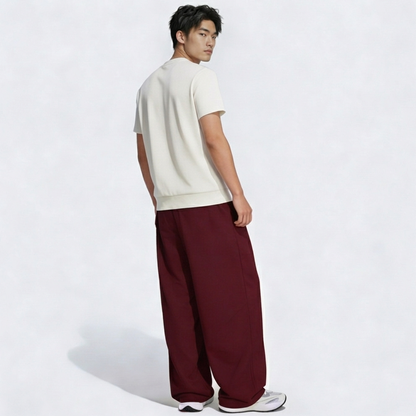 Vybe - Men Tiro 3-Stripes Wide-leg Pleated Pants - Maroon