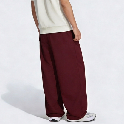 Vybe - Men Tiro 3-Stripes Wide-leg Pleated Pants - Maroon