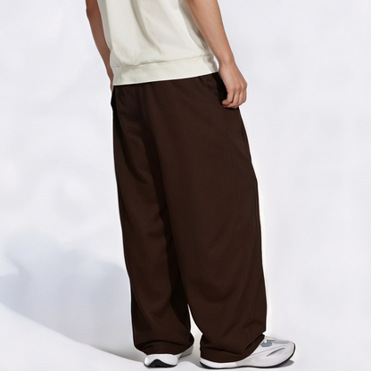 Vybe - Men Tiro 3-Stripes Wide-leg Pleated Pants - Mocha