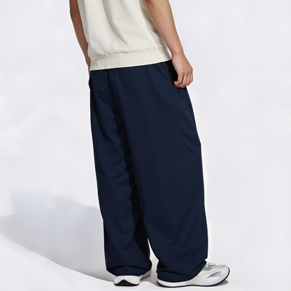 Vybe - Men Tiro 3-Stripes Wide-leg Pleated Pants - Navy Blue