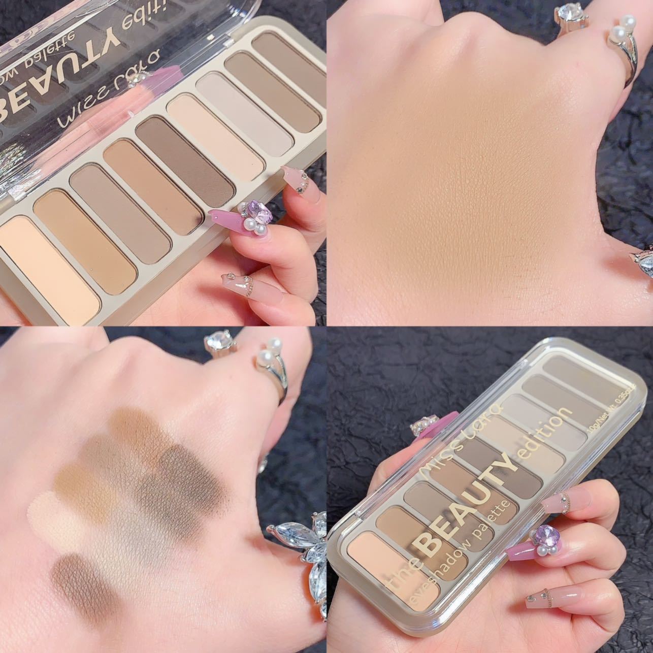 Miss Lara - 9-Color Blush Highlighter Eyeshadow Tray Delicate Daily Makeup Long Lasting Natural Matte Eye Makeup 13.5G Ms-109-01