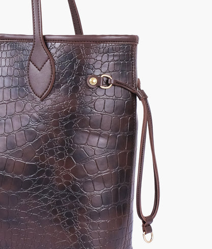 RTW - Dark brown crocodile neverfull tote bag