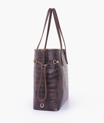 RTW - Dark brown crocodile neverfull tote bag