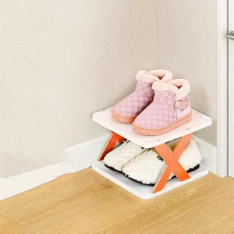 Foldable X-Shape Multi-Layer Shoe Rack Organizer Plastic and Metal