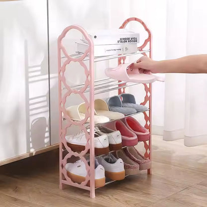 Foldable X-Shape Multi-Layer Shoe Rack Organizer Plastic and Metal
