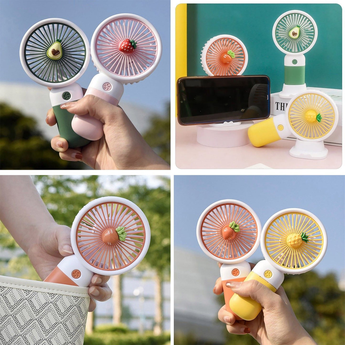 Sherice Rechargeable Mini Fan Handheld USB Desk Fan with Removable Base