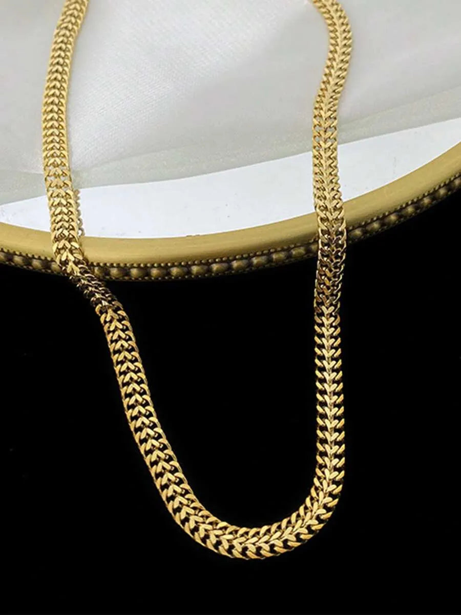 Shein - Vjs 1Pc 18K Gold Plated Luxury Cuban Link Necklace