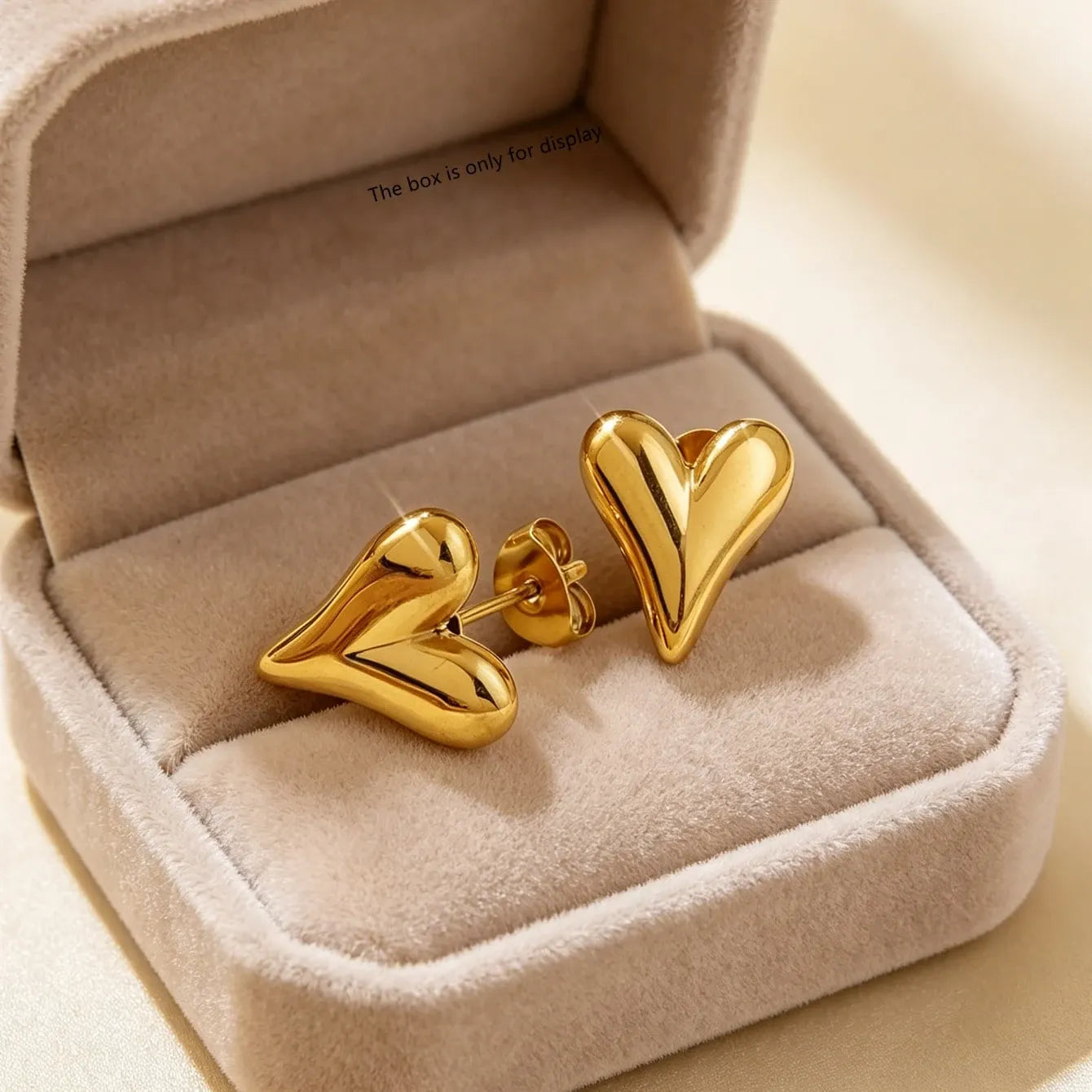 Shein - VceTd 1 Pair Elegant Shiny Asymmetrical Heart Shaped Stainless Steel Earrings
