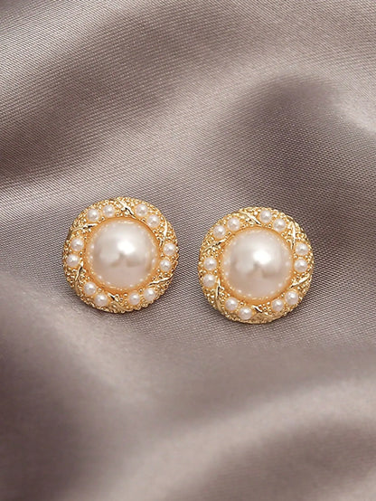 Shein - 6 Pairs Minimalist Petite Geometric, Faux Pearl, Criss-Cross, Rhinestone, Bow Shape Stud Earrings Set
