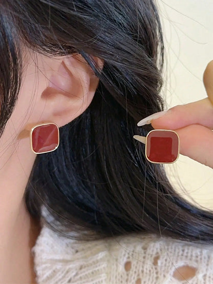 Shein - 5pcs/Set Minimalist Vintage Geometric Rhinestone Earrings Set