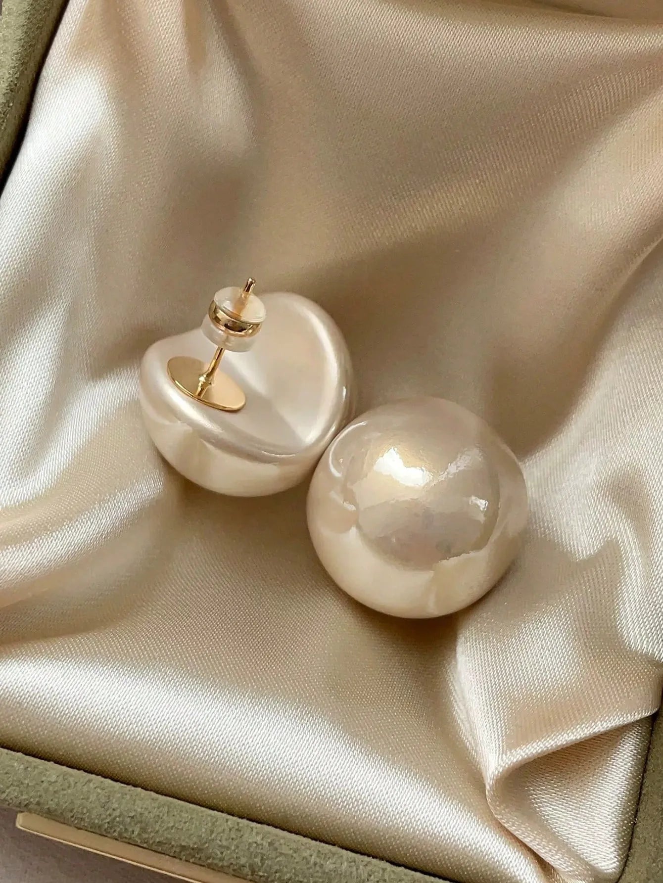 Shein - 1 Pair Elegant French Vintage Style High-Quality Faux Pearl Stud Earrings