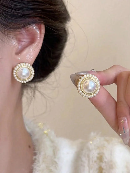 Shein - 5pcs/Set Minimalist Vintage Geometric Rhinestone Earrings Set