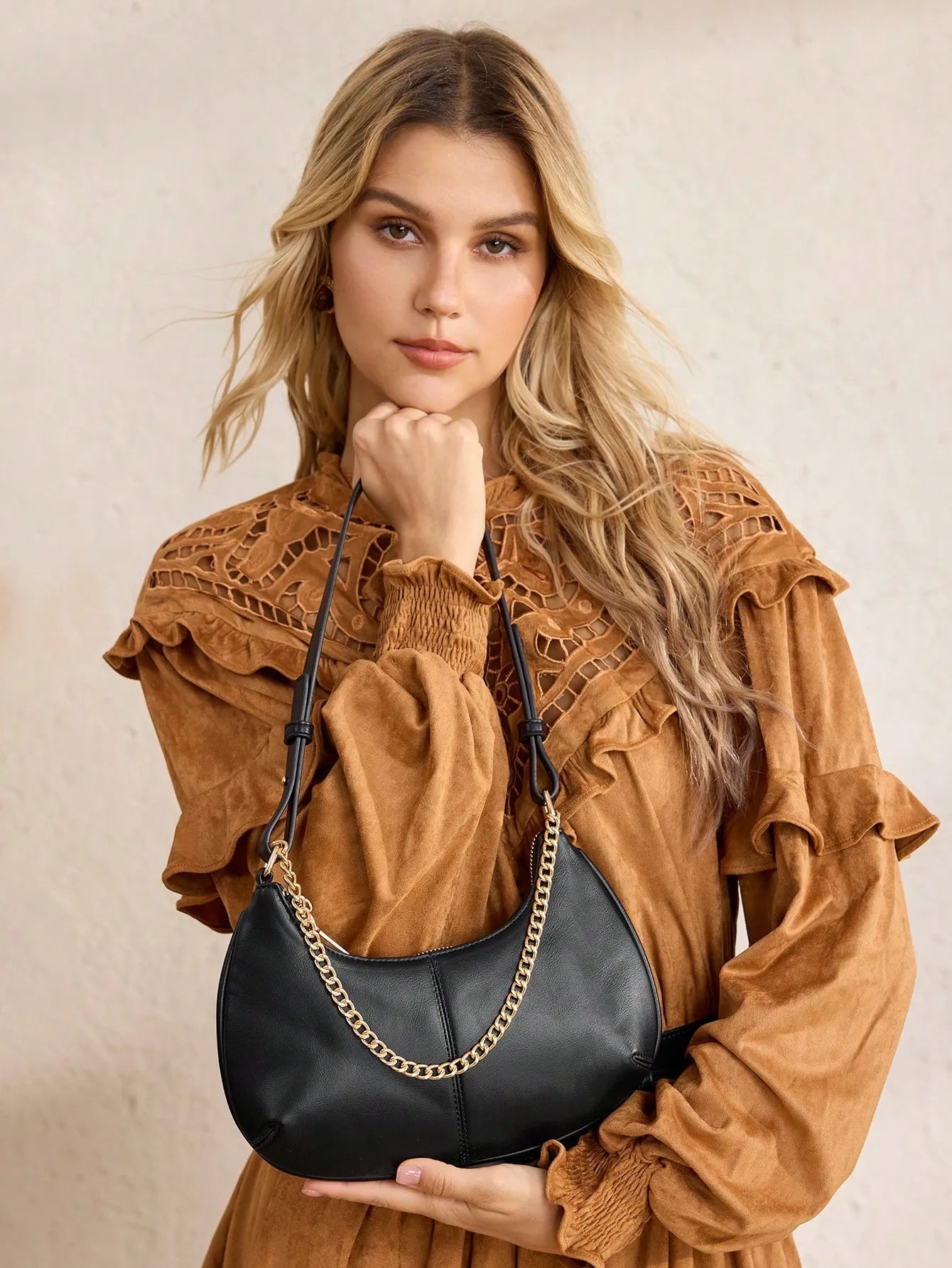 Shein - Motf Women Shoulder Bag Retro - Black