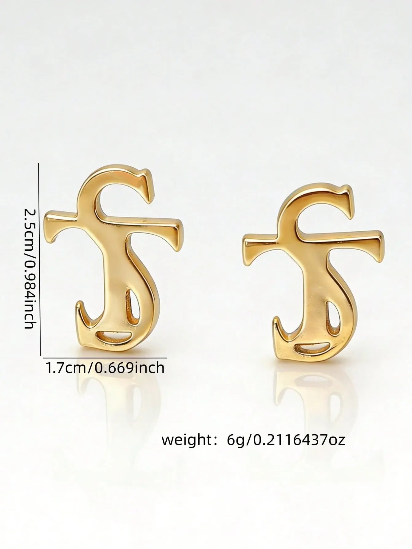 Shein - Gold TS Letter Stud Earrings