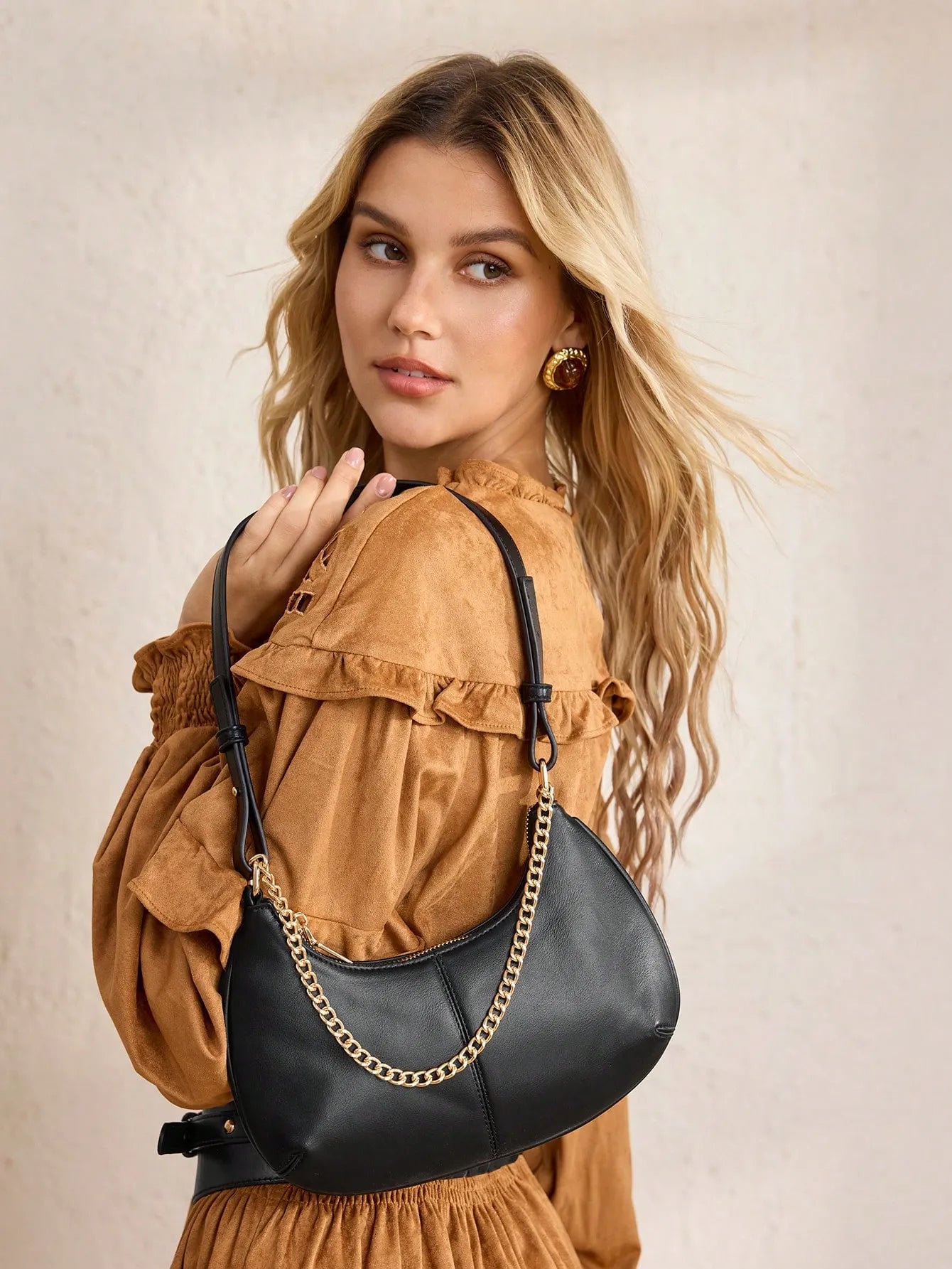 Shein - Motf Women Shoulder Bag Retro - Black