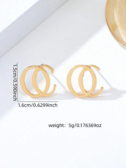 Shein - Gold OC Letter Stud Earrings