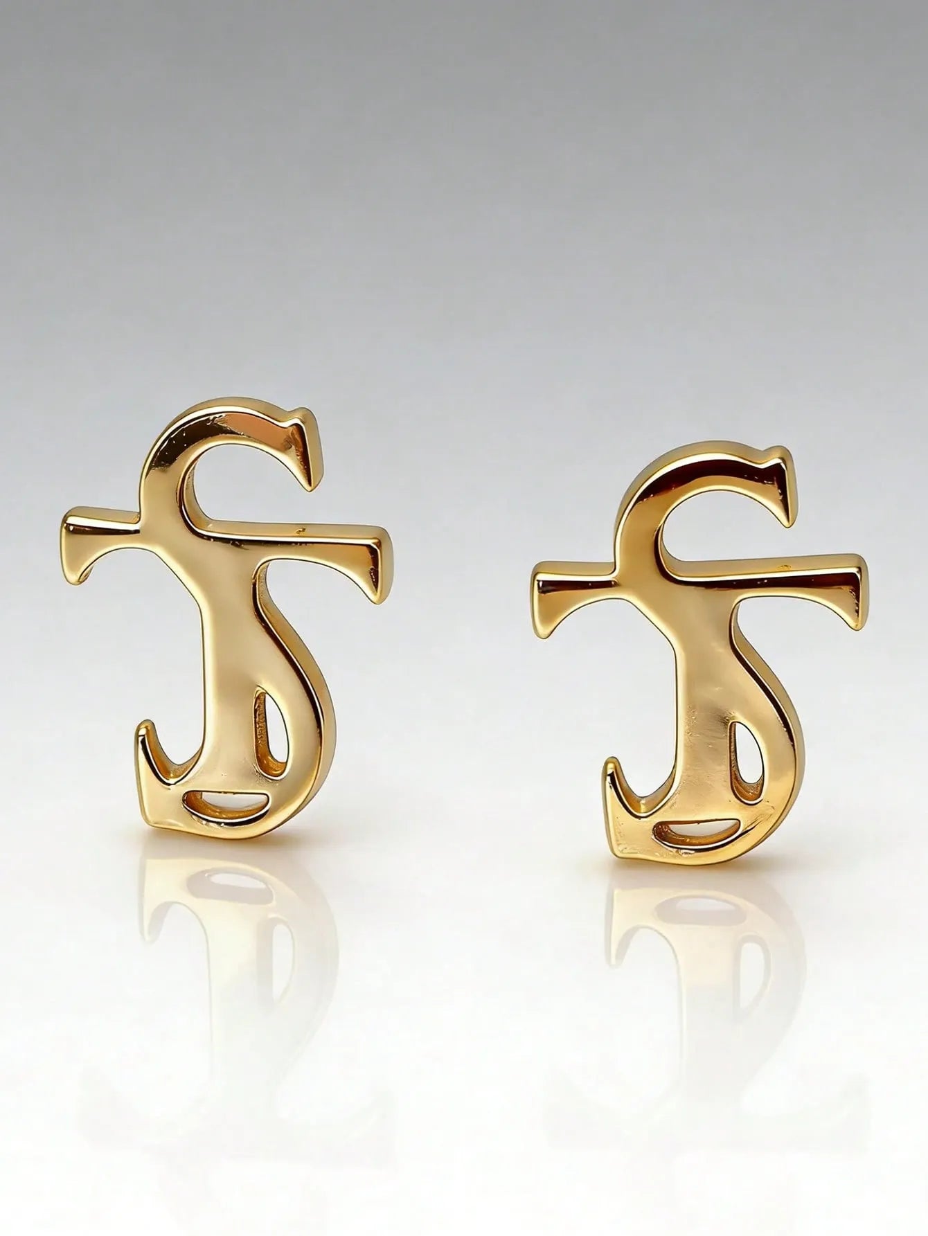 Shein - Gold TS Letter Stud Earrings