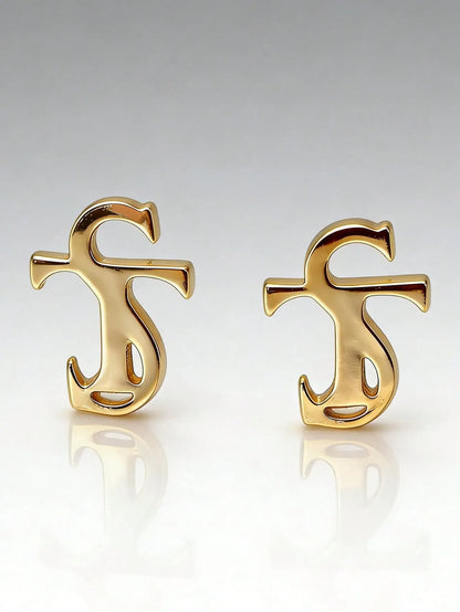 Shein - Gold TS Letter Stud Earrings